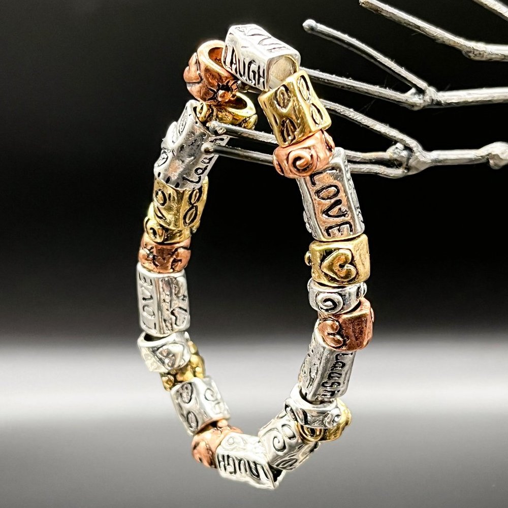 Love,Laugh, Live Metal Stretch Bracelet